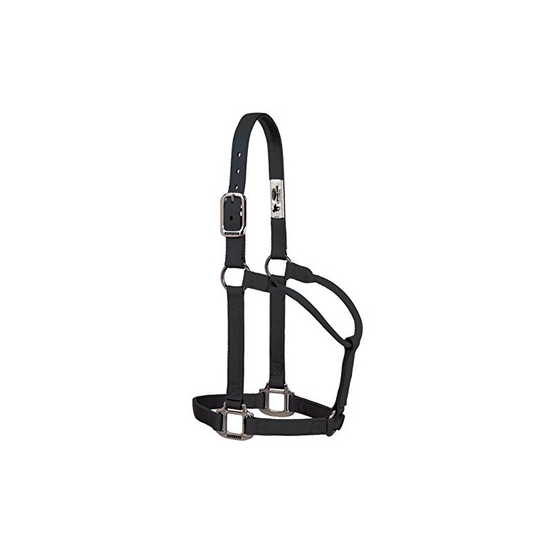 Weaver Leather 35-7385-BK Original Non-Adjustable Nylon Halter with Chrome Plated