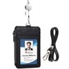 Teskyer Faux Leather ID Badge Holder - Retractable Lanyard with