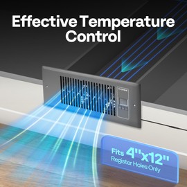 VIVOHOME Quiet Register Booster Fan 4'' x 12'' with Intelligent Thermostat 10-Speed Control, Heating Cooling AC Vent Booster Fan, Smart Register Vent for Room Floor Wall, Gray