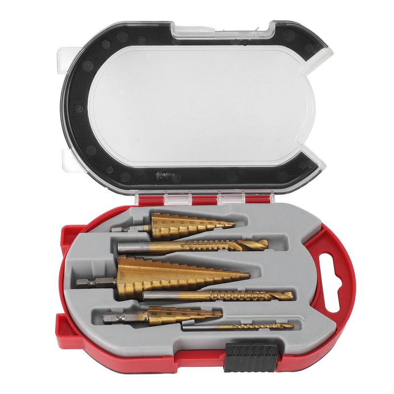 6PCS Step Drill Bit Set Hex Shank Electric Step Drill