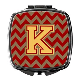 Caroline's Treasures Letter K Chevron Garnet and Gold Compact Travel Mirrors, Multicolor