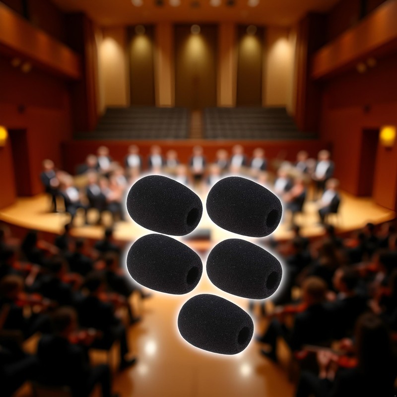 5Pcs Black Replacement Microphone Sponge Wind Shield Windscreen Foam Cover