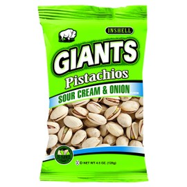GIANTS Sour Cream and Onion Pistachios - 4.5 oz. Bags (8 Bags per Case)