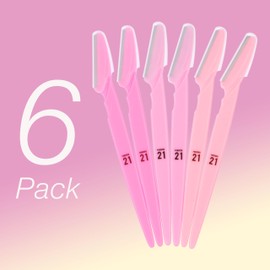 Forever 21 6pc Eyebrow Razor Set - Pink Disposable Razors for Eyebrow Maintenance | Hair Removal Tool, Face & Eyebrow Razor