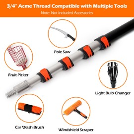 AgiiMan 18FT Reach Telescoping Pole - 3 to 12FT Extension Pole, Portable Aluminum Telescoping Rod with Easy Flip Lock, Paint Roller Extension Poles, Window Cleaning