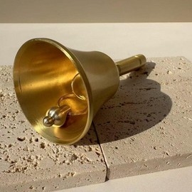 Classic Matte Brass Handbell with Handle, Teacher's Alert Ring Gold