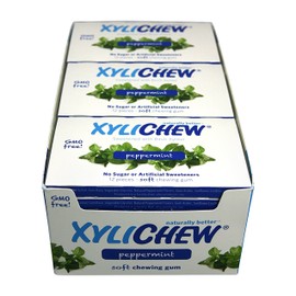 Xylichew 100% Xylitol Chewing Gum Blister Cards - Non GMO, Gluten, Aspartame, and Sugar Free Gum - Natural Oral Care, Relieves Bad Breath and Dry Mouth - Peppermint, 12 Count (Pack of 24)
