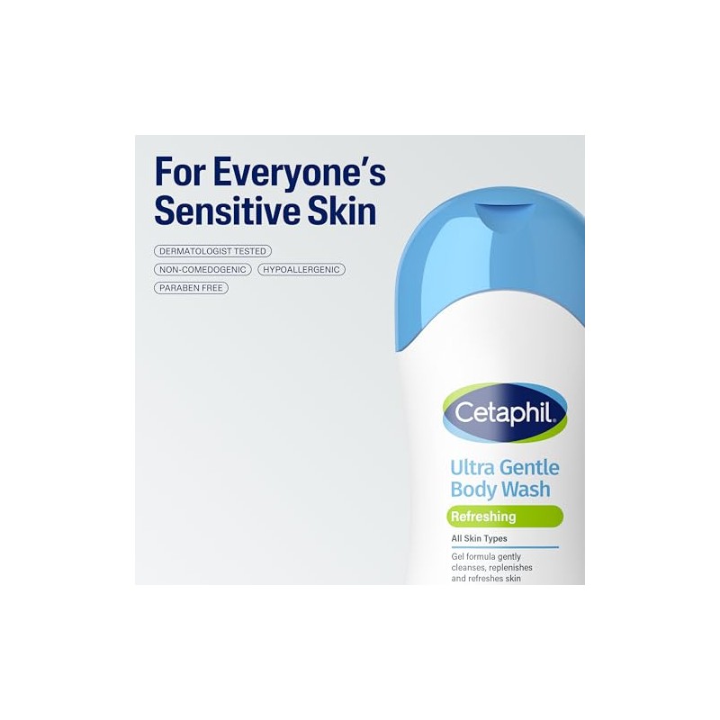 Cetaphil Ultra Gentle Body Wash, Refreshing Scent, 16.9 Ounce (Pack