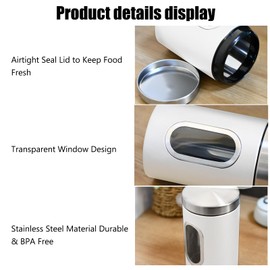 LYFJXX 3 Pieces Canisters Sets for the Kitchen, Stainless Steel Food Container Organizer with Transparent Window, Kitchen Counter Storage Jars for Coffee Tea Nuts Flour Sugar (White)