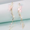 The Silver Luna Fabric wings butterfly long dangle drop earrings,