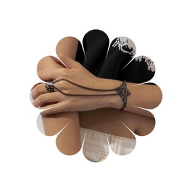 Xmsrn Vintage Tribal Finger Ring Bracelet Black Slave Bracelet Hand Chain Boho Tribal Wrist Chain Bracelet Goth Black Tribal Finger Ring Hand Chain Bracelet Jewelry for Women and Girls