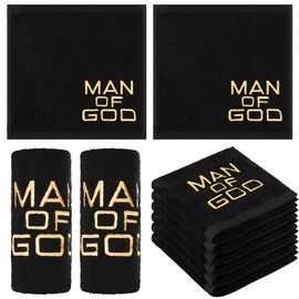 Buryeah 6 Pcs Pastor Towels for Men Pastor Hand Towels Woman of God Handkerchiefs Christian Church Clergy Handkerchief(Black,Man of God)