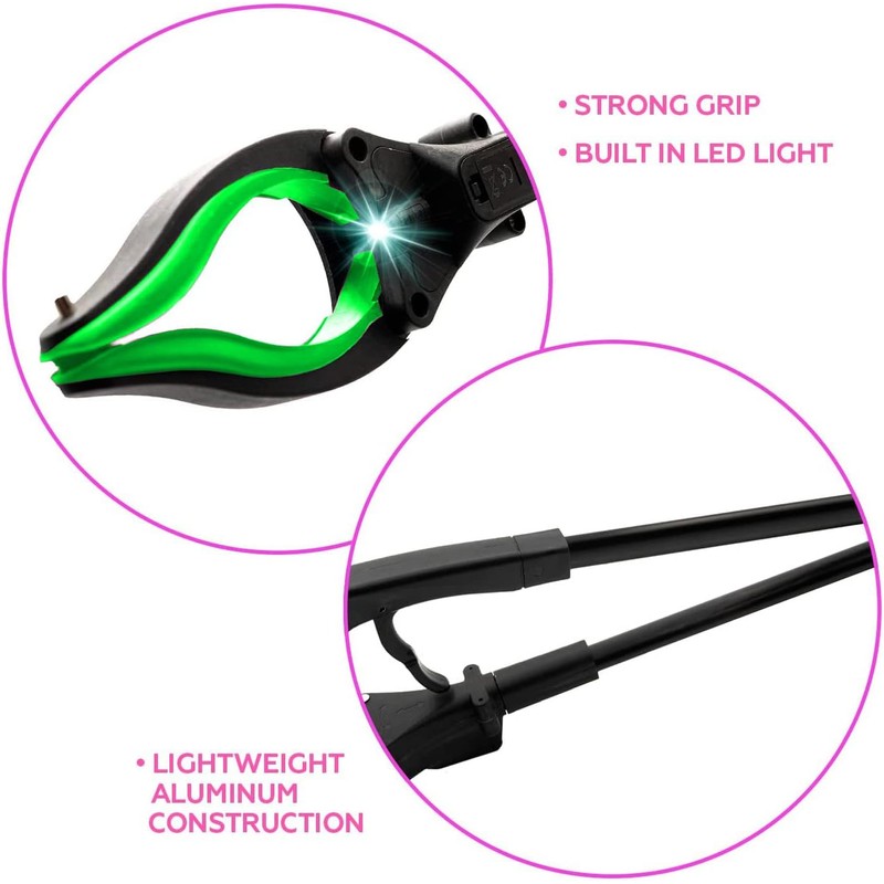 Grabber Tool 19" Aluminum Magnetic Claw with LED Light, Lightweight