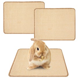 Orizizhic 2 Stück Kratzmatte für Kaninchen, 40×30cm Kratzmatte Katze Kauspielzeug Nagerteppich Kaninchen Krallen und Zahnpflege Haustierkäfig Matten für Käfige Bettwäsche zum Beißen Schlafen (Beige)