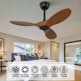 OMYU 36 inch Ceiling Fan No Light,Remote Control and Quiet DC Motor,Reversible,Indoor Outdoor Ceiling Fan for Bedroom Dining Room Porch Patio,3 ABS Blades Modern Ceiling Fans without Light Black