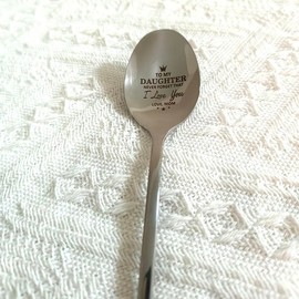 RFTWXHPN Christmas Birthday Gift Spoon for Daughter from Mom to My Daughter Gifts Never Forget That I Love You Spoons for Daughter Engraved Spoon for Daughter Daughters Coffee Tea Gift