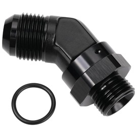 Podavelle 10AN Male Flare to 8AN -8 ORB O-ring Boss 45 Degree Swivel Fitting Adapter Aluminum Black