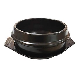 SUNRISE Kitchen Supply 24 oz Black Dolsot/Stone Bowl with Tray 5.5 in