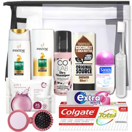 Travel Size Toiletries Essentials Women Mini Set Miniature for Vacation, Holidays, Hospital Maternity | Clear Travelling Bag | Airport Security Approved