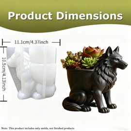 Black Wolf Flower Pot Silicone Resin Mold Animal DIY Making Decor Crafts