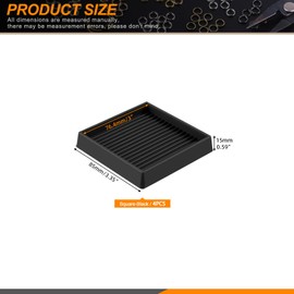 Rustark 4 Pieces 75 mm 3 Inch Black Square Rubber Caster Cups Non Slip Furniture Square Pads Coasters Square Pads Hardwoods Floors Protectors Non Skid Square Furniture Feet Caps for Bed Couch Tables