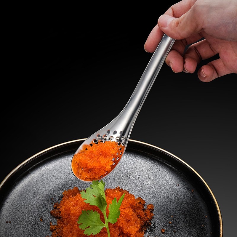3Pcs Metal Small Slotted Spoon Durable Steel Caviar Strainer Spoons
