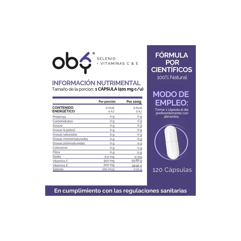 Selenio Max Concentración 120 Caps Potenciado Vitamina Oby Vitaminas Mujer