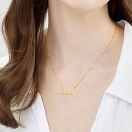 TGOLM TGOLM Old English 444 Angel Number Pendant Necklace for Women Aesthetic Accessories Jewelry Gold