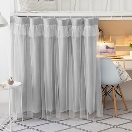 XGOPTS Children's Bed Curtain, Bunk Bed Curtain for Girls, Adults, Children's Curtains for Bed, Dormitory, Bed Curtains with Organza Fabric, Grey (200 x 150 cm)
