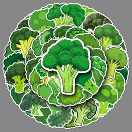 Broccoli Stickers 50 Pcs Cute Waterproof Vegetables Sticker for Water Bottles Laptop Scrapbook Car Skateboard Computer Phone Bumper,Vinyl Cartoon Funny Sticker for Teens Girls Kids