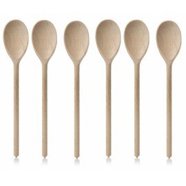 Set of 6 x 12" (300mm) Beechwood Wooden Spoon, Ideal for Baking, Decorating, Engraving Made in the EU. Tradeco direct®