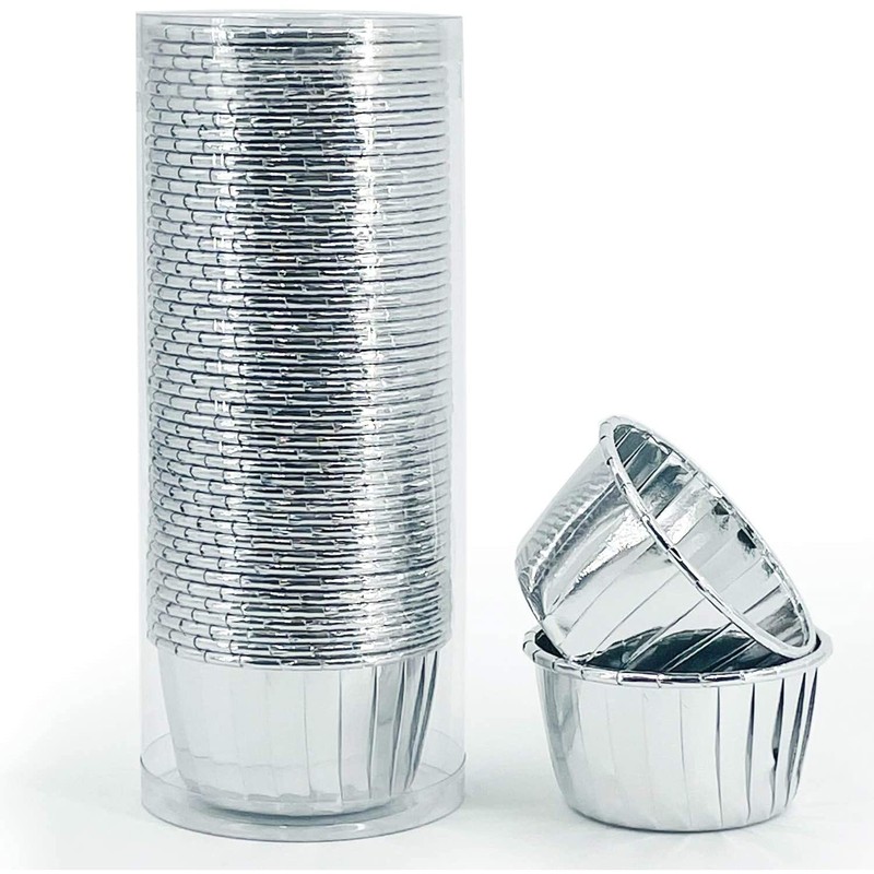 ANCLLO 50Pcs Party Hippo Cupcake Cups Foil Muffin Liners Gold