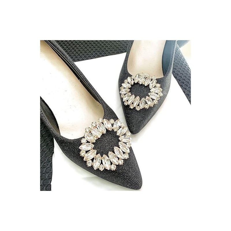 TRIXES 1 Pair Oval Rhinestone Shoe Clips - Elegant Clip