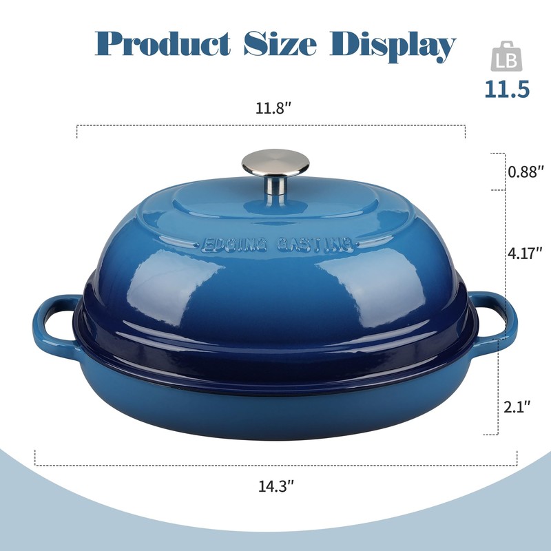 EDGING CASTING Enameled Oval Cast Iron Dutch Oven Pot with