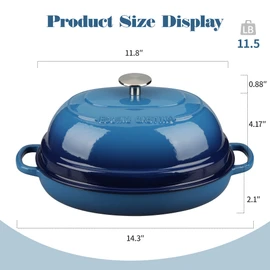 EDGING CASTING Enameled Oval Cast Iron Dutch Oven Pot with Lid, Bread Dutch Oven for Sourdough Bread Baking, 6QT, Lake Blue