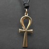 Ankh Egyptian Bronze Pendant Necklace Jewellery, incl black cotton sting,
