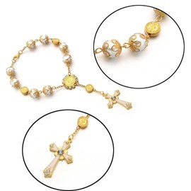 Floatdream Cross Christian Rosary Bracelet, Cross Christian Bracelet, Cross Bead Bracelet, for Birthdays, Confirmations, Communions, Christenings, Parties, Metal