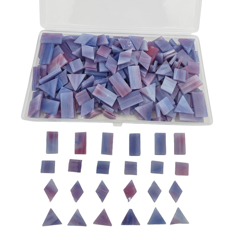 Stained Glass Mosaic Tiles 200g 230pcs Square Triangle Diamond Rectangle