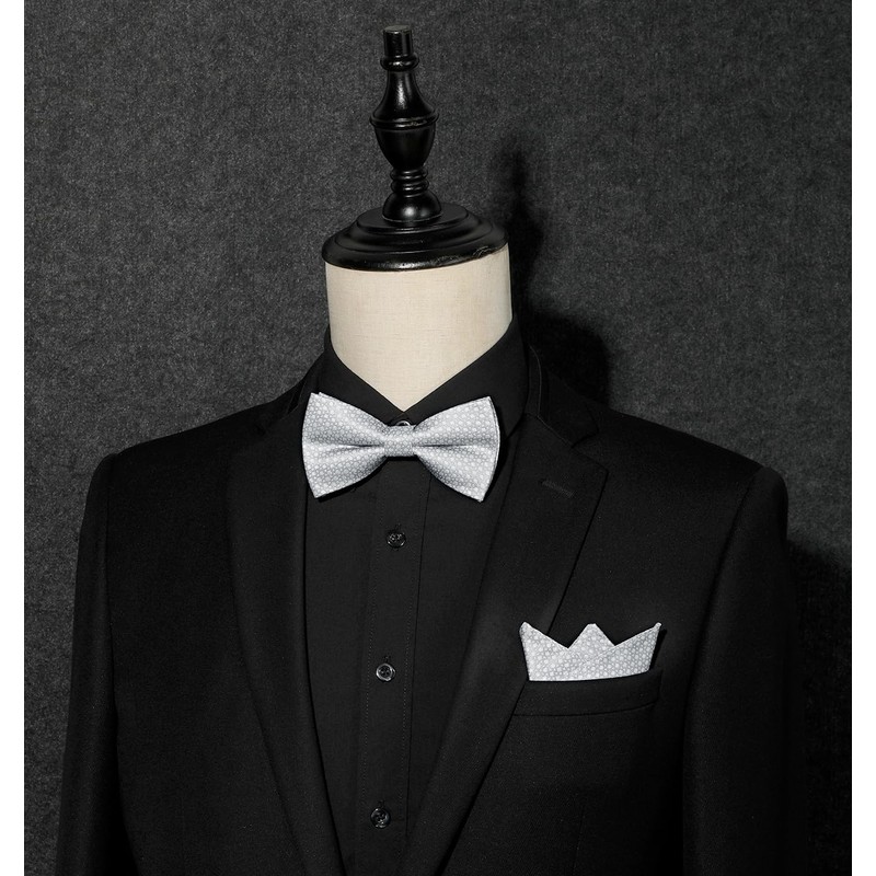 Enlision Men's Bow Tie with Pocket Square - Bow Ties