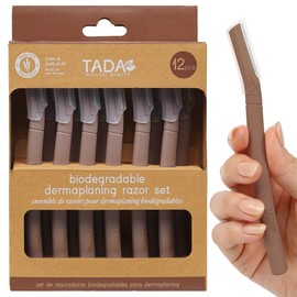 TADA BEAUTY Biodegradable Wheat Straw Disposable Razors for Women – 12 Pack, Single-Color, Safety Cap – Facial & Eyebrow Razors for Unwanted Hair, Beauty Tools & Accessories(Brown)