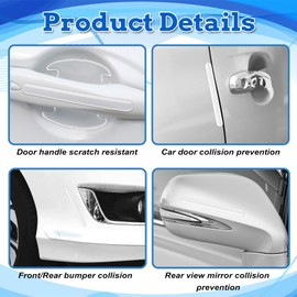 Nogeqi 14PCS Car Door Handle Protector, Rearview Anti-Collision Car Door Scratch Protector Sticker, Transparency Anti-Scratches Cup Protectors, Universal for Most Carhandle