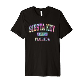 Colorful SIESTA KEY FL 1952 TIE DYE BEACH Beach Vacation Premium T-Shirt