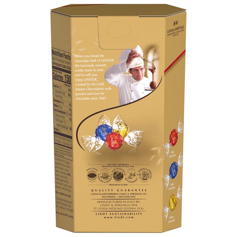 Lindt LINDOR Assorted Chocolate Candy Truffles Gift Box, 8.4 oz.