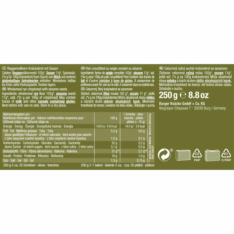 usy Bundle for Burger the Landknäcke Sesame Nutty Aromatic (250