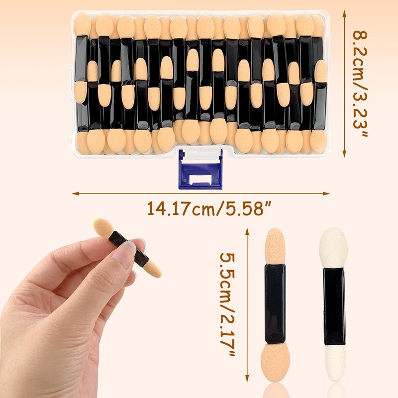 120PCS Eyeshadow Applicators with Organizer, Disposable Eyeshadow Sponge Brush Double-Sided,