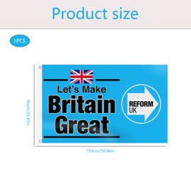 1PCS Reform Uk Flag,Reform Flag, Blue Background Vivid Big Letter Flags, for Courtyards,Balcony, Events or Outdoor Spaces