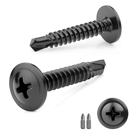 sturiz Pack of 80 Self-Tapping Screws Black 4.2 x 50 mm Self-Tapping Screws 410 Stainless Steel Drilling Screws Metal Phillips Self-Drilling Countersunk Head for Steel Wood with 2 Pieces Bits