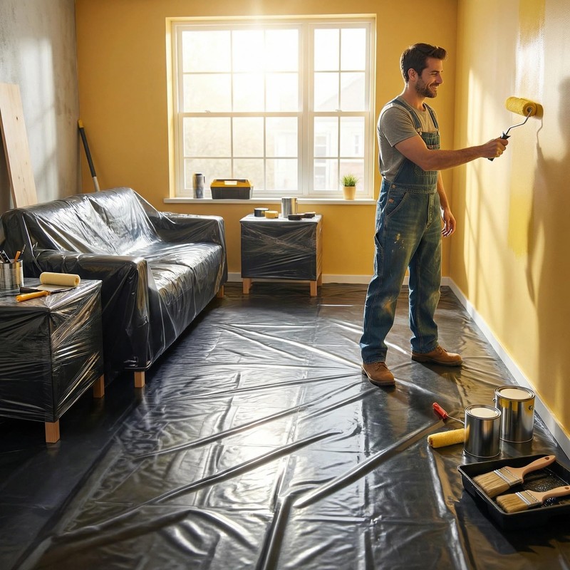 4 Mil Black Plastic Sheeting Roll, 4 FT x 100
