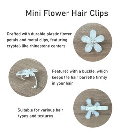 Mini Rhinestone Flower Hair Clips,20Pcs Cute Small Flower Decorative Wedding Bridal Hair Barrettes and Pins Hair Accessories for Girls Women (Sapphire Blue)
