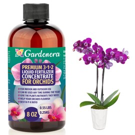 Premium Liquid Orchid Plant Fertilizer - 3-1-2 Concentrate for Indoor Plants and Flowers by Gardenera | Organic Plant Food for Orchids - 8oz